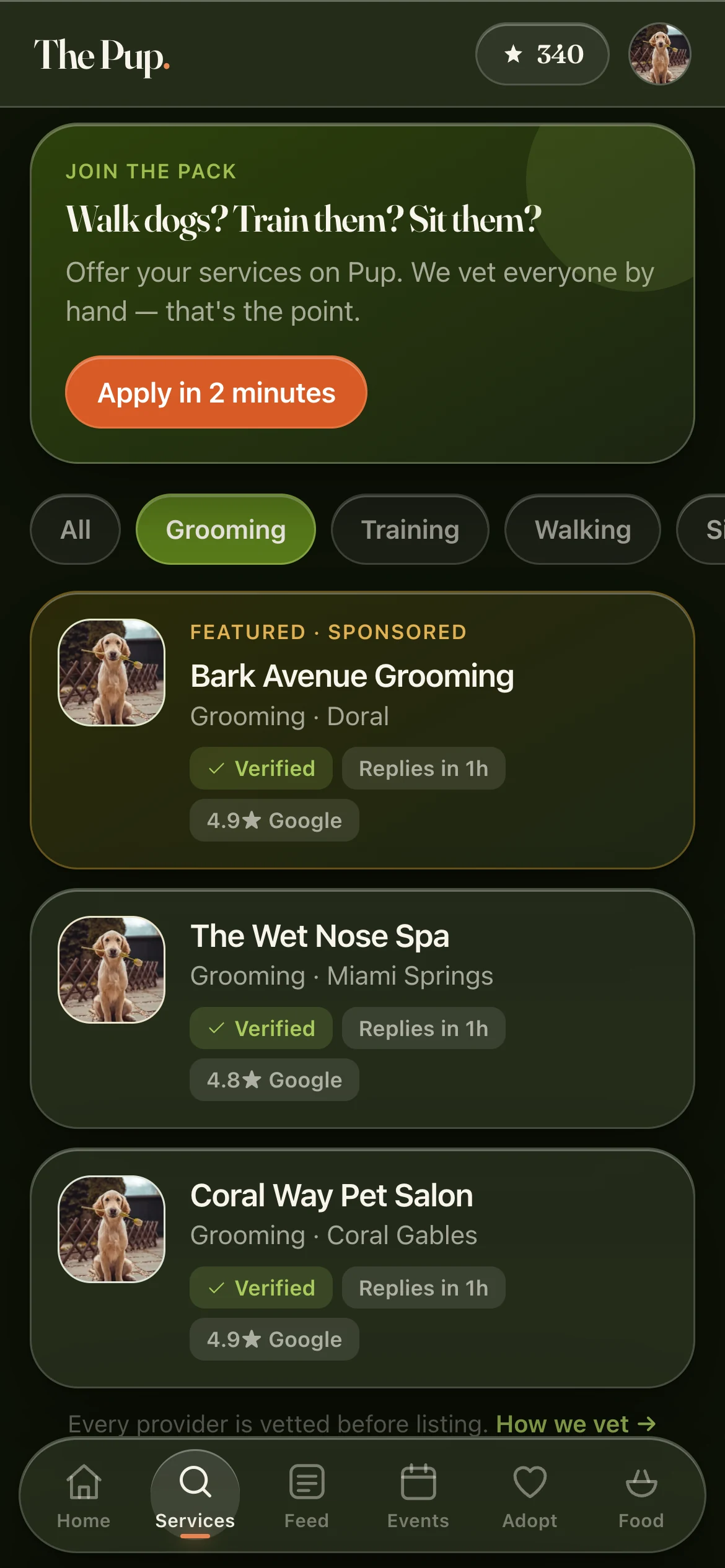 Vetted local groomers